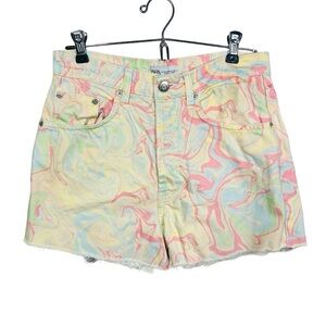 Zara Pink and Yellow Jean Shorts High-Waisted